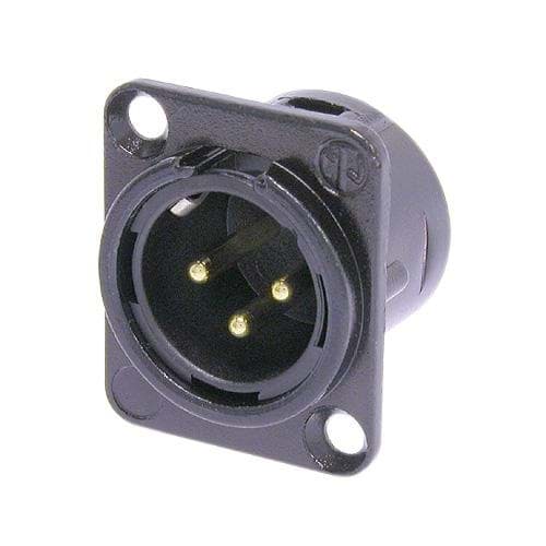 XLR chassis DL 3 pin pen zwarte behuizing goudcontacten