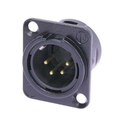 XLR chassis DL 4 pin pen zwarte behuizing goudcontacten