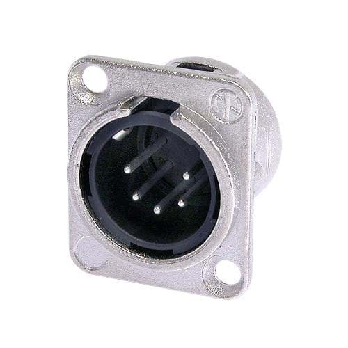 XLR chassis DL 5 pin pen nikkel behuizing zilvercontacten