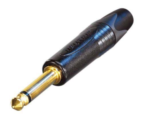 jack 6,3mm profi steker 2-polig zwart goud