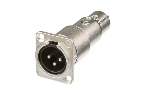 adapter XLR-3p-male in D-housing <> XLR-3p-female