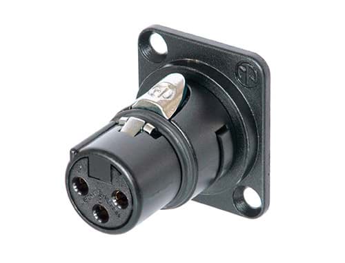 MODULE XLR-3p-female-cable on D-housing zwart
