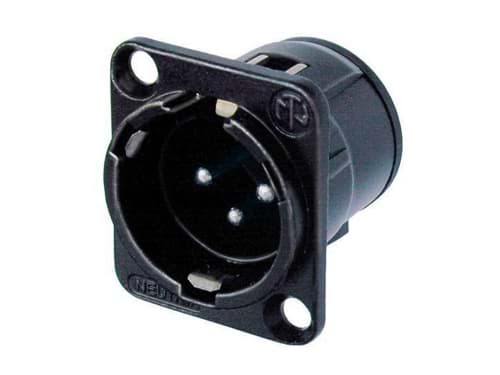 XLR chassis D 3p male PCB-V zwart Au