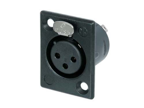 XLR chassis P 3 pin bus zwarte behuizing zilvercontacten