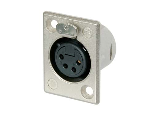 XLR chassis P 4 pin bus nikkel behuizing zilvercontacten