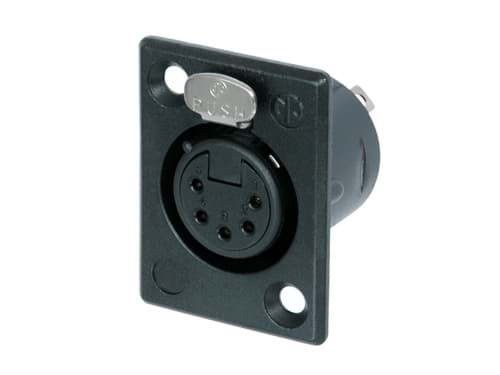 XLR chassis P 5 pin bus zwarte behuizing goudcontacten