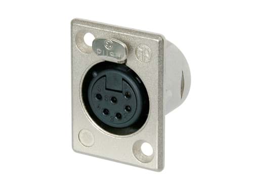 XLR chassis P 6 pin bus nikkel behuizing zilvercontacten