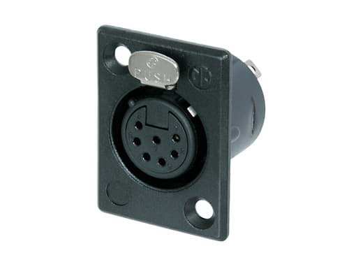 XLR chassis P 7 pin bus zwarte behuizing goudcontacten