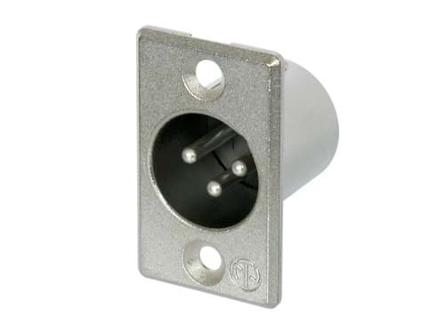XLR chassis P 3 pin pen nikkel behuizing zilvercontacten
