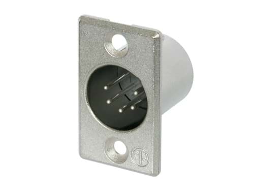 XLR chassis P 5 pin pen nikkel behuizing zilvercontacten