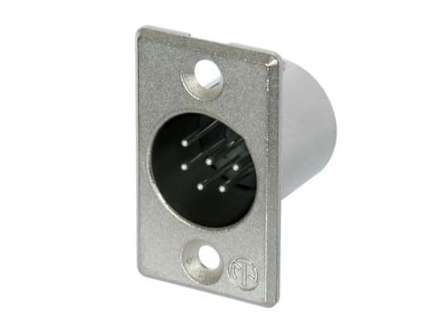 XLR chassis P 6 pin pen nikkel behuizing zilvercontacten