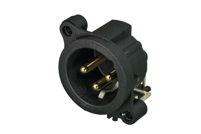 XLR chassis AA 3p male PCB-H aardcontact naar behuizing niet front