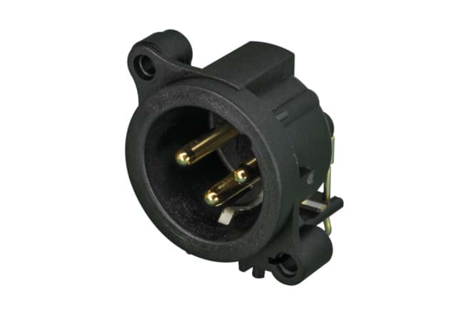 XLR chassis AA 3p male PCB-H aardcontact naar behuizing