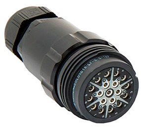Showline 19pin cable connector w/out nut fem. d15-28 black crimp LNE*