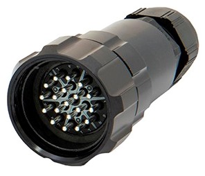 Showline 19 pin cable connector with nut male d15-28 black crimp LNE*