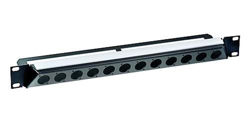frontplaat 1HE 12x gat D 30g schuin