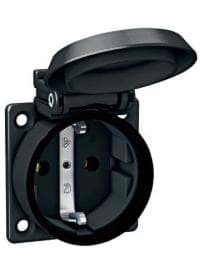 inbouwcontactdoos randaarde 50x62mm schroef +klep+rubberrand zwart ABL