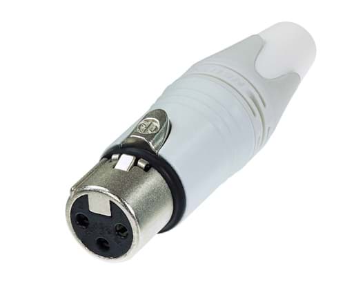XLR kabeldeel 3 pin bus witte behuizing zilvercontacten XX
