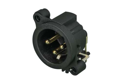 XLR chassis AA 3p male PCB-H apart aardcontact naar behuizing