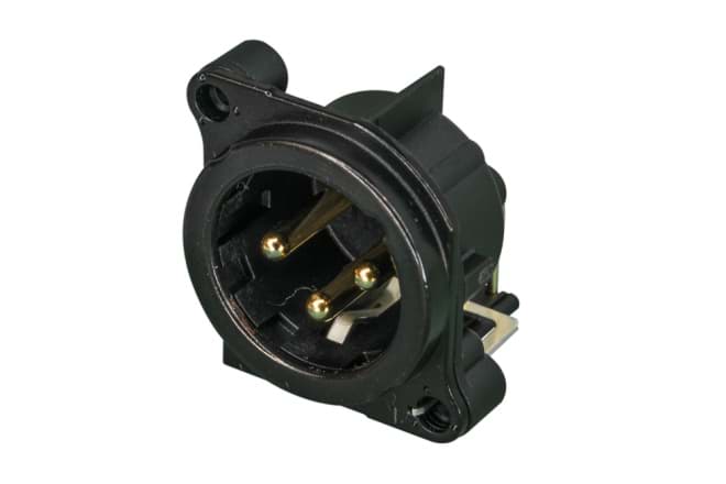 XLR chassis B 3p male PCB-H zwart