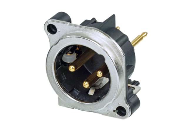 XLR chassis B 3p male PCB-V nikkel with switch
