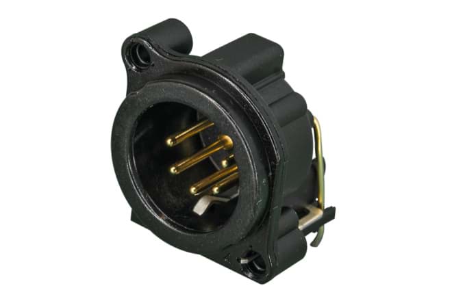 XLR chassis B 5p male PCB-H zwart