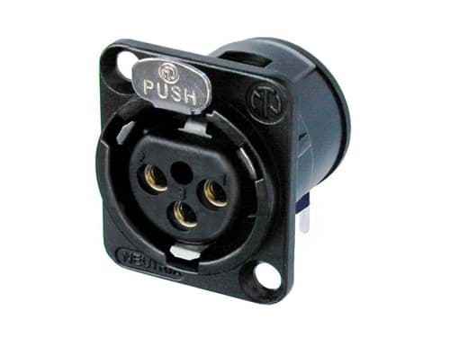 XLR chassis D 3p female PCB-H zwart Au