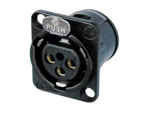 XLR chassis D 3p female PCB-V zwart Au