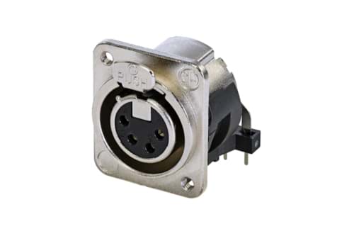 XLR chassis D 4p female PCB-H M3  V-0