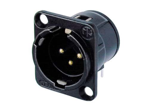 XLR chassis D 3p male PCB-H zwart Au
