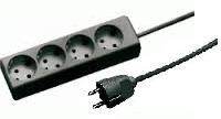 contactdoos  4v RA 45gr zwart snoer 2,5mm2 1,5m steker recht RA/bus