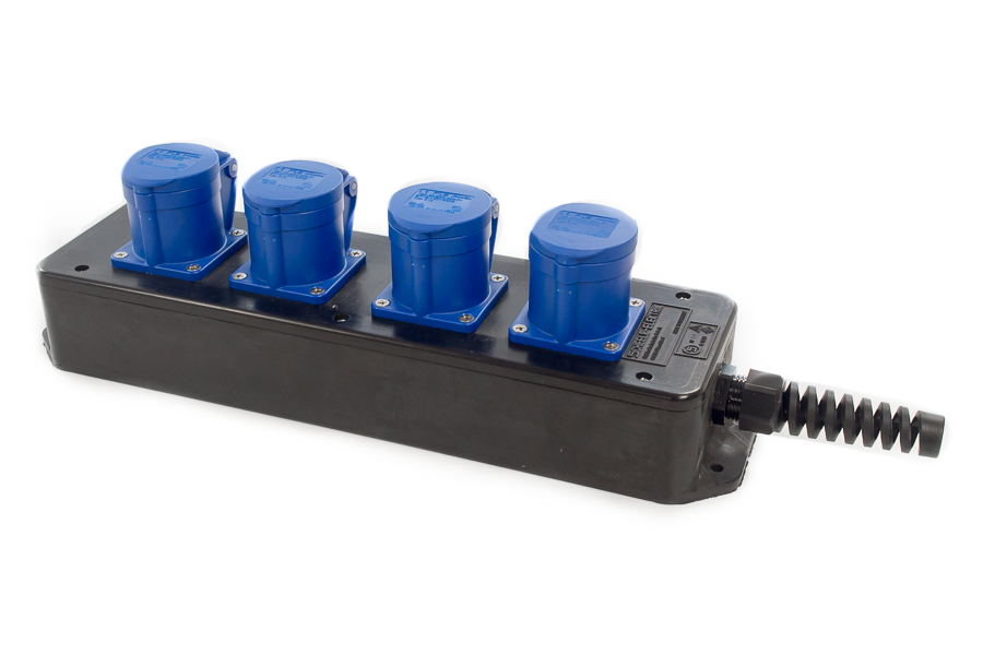 snoercentrale  4-voudig CEE 3p 16A 230V blauw rubber (PCE)