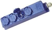 snoercentrale 4-voudig Schuko penaarde blauw M20 doorlaat  6-12mm