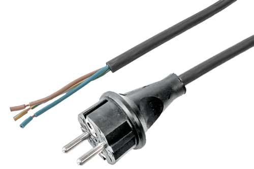 aansluitsnoer H07RNF 3G1,0mm2 Schuko 2p+ra/bus recht>open 10m