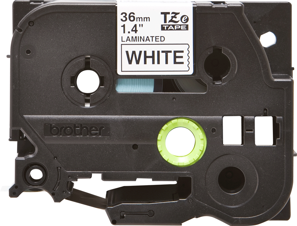 tape TZ 36mm zwart op wit L=8m