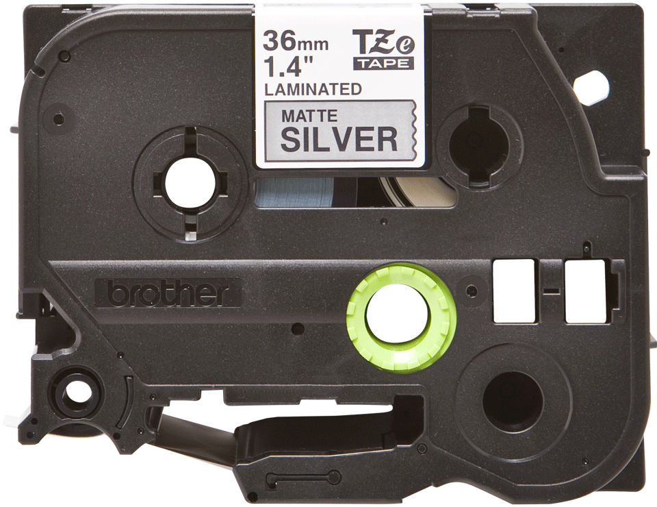 tape TZ 36mm zwart op zilver-mat L=8m