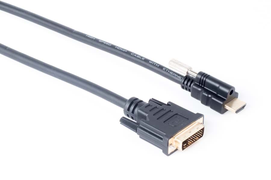 HDMI kabel A-locking > DVI 1,0m (Premium HDMI 2.0)