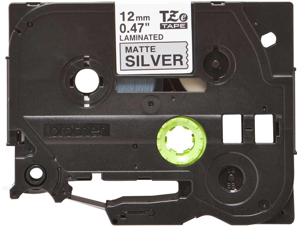 tape TZ 12mm zwart op zilver-mat L=8m