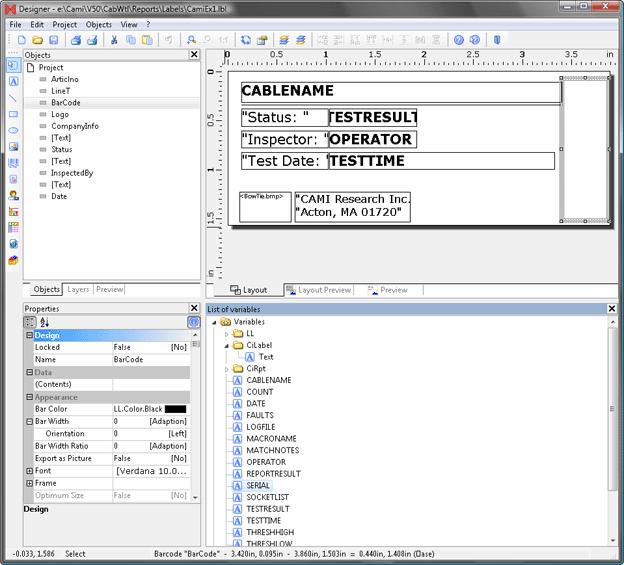Testsysteem Software Custom Labeling