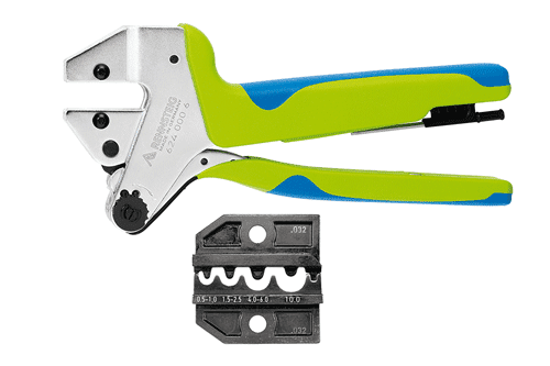 Krimptang PEW12 kabelverbinder 0,5-1,0/1,5-2,5/4-6/10mm2 verchroomd