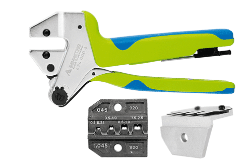 Krimptang PEW12 vlaksteker TAB2,8+4,8mm 0,1-2,5mm2+Locator verchroomd