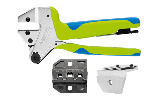 Krimptang PEW12 vlaksteker TAB4,8+6,3mm 0,5-6mm2 +Locator verchroomd