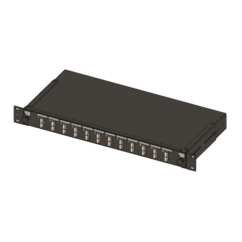 patchpaneel sliding 1HE inclusief 12x SC Duplex adapter Multimode