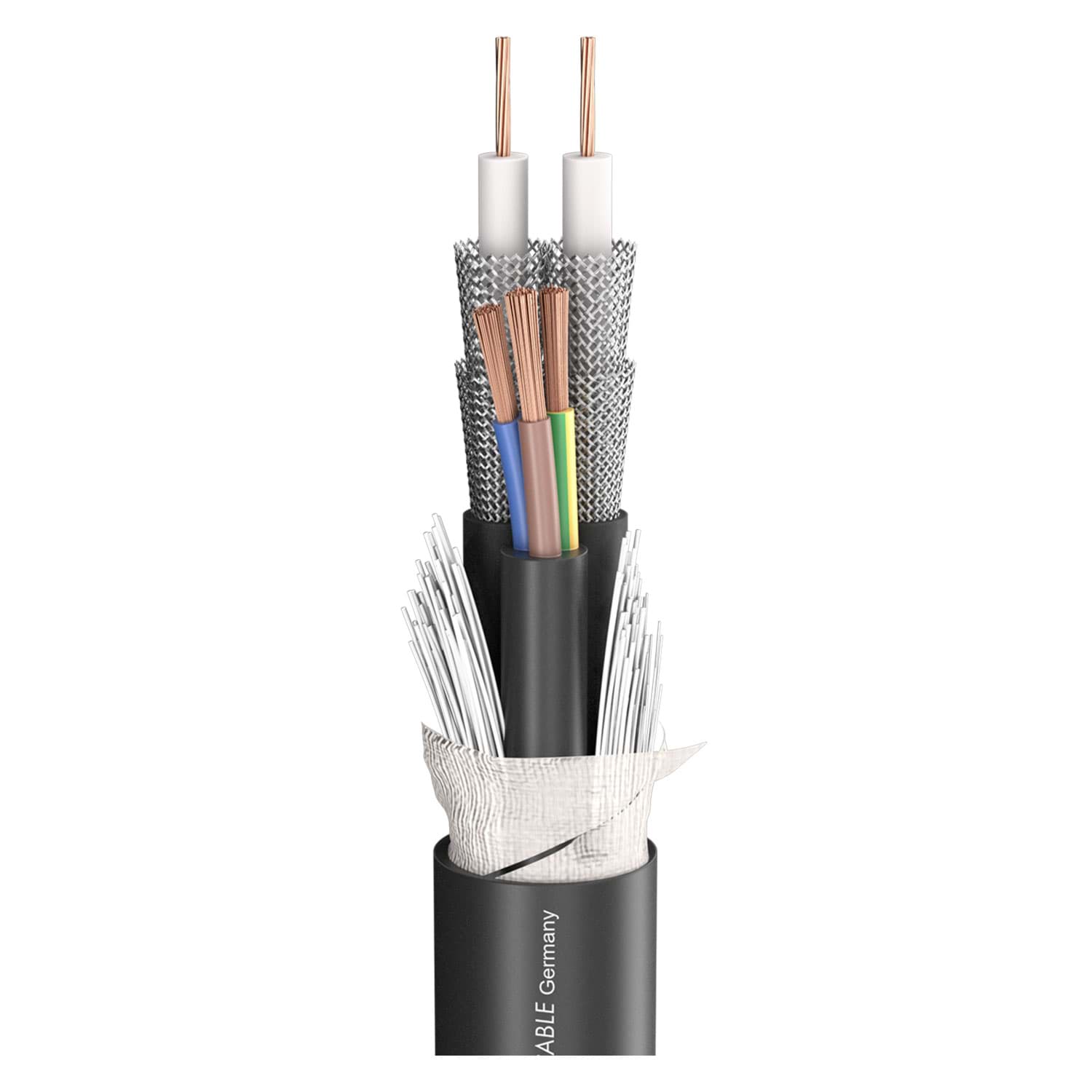 combikabel 2x coax 1,2L/4,8Dz+Voeding 3G1,5mm2 PVC zwart