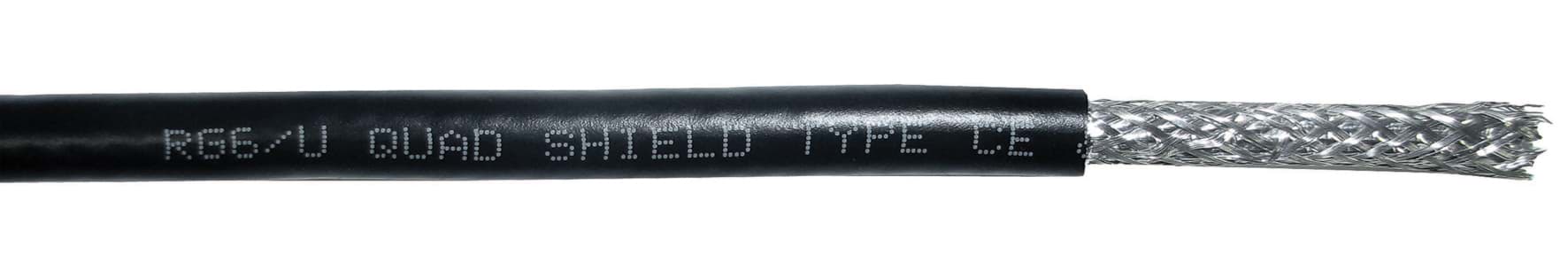 CATV coaxkabel RG6/U 1,0/4,8AF 3GHz QuadShield PVC Eca zwart HA305