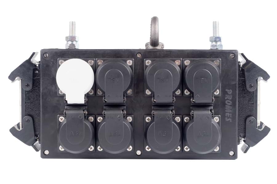 breakout box H16p 1+2 DL>8x Schuko-RA-KD 2xM10