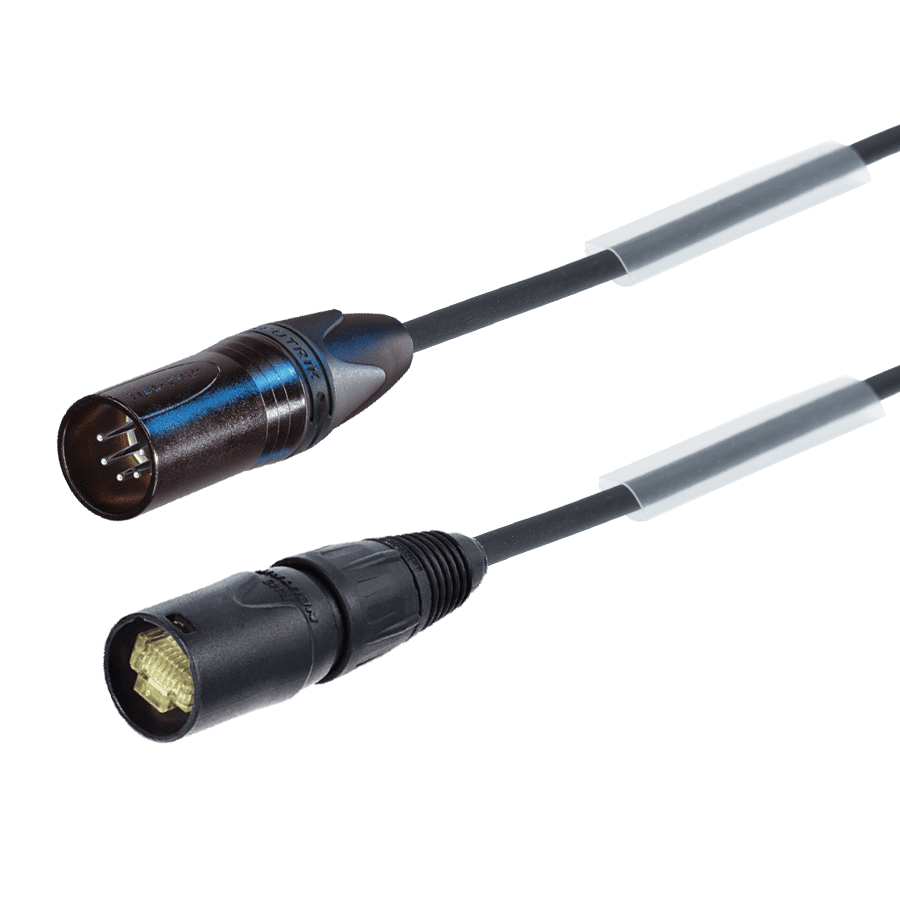 DMX kabel etherCON > XLR 5p M zwart  0,5m Neutrik