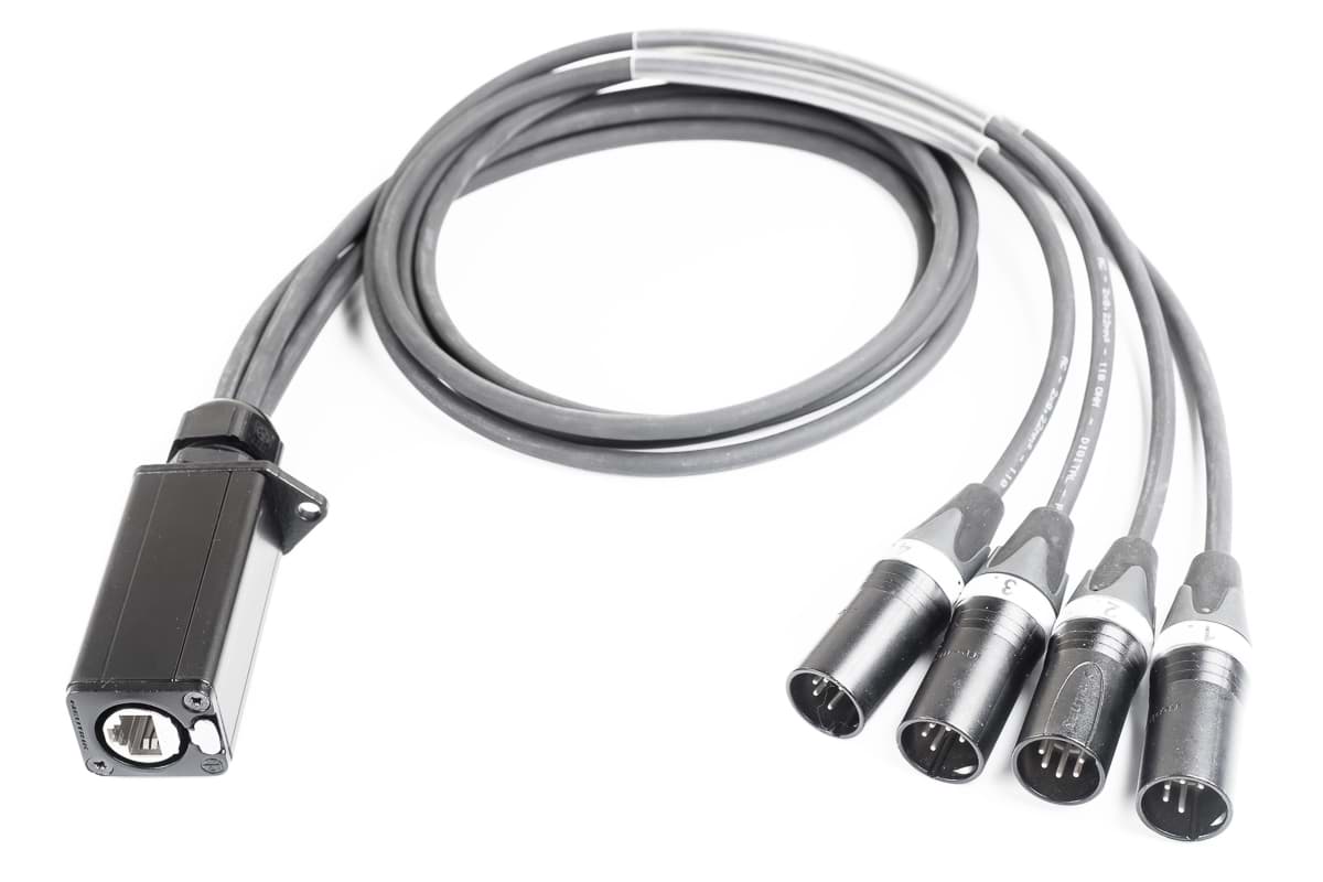 breakin spin 4x XLR 5p male zwart 1,0m > etherCON female zwart