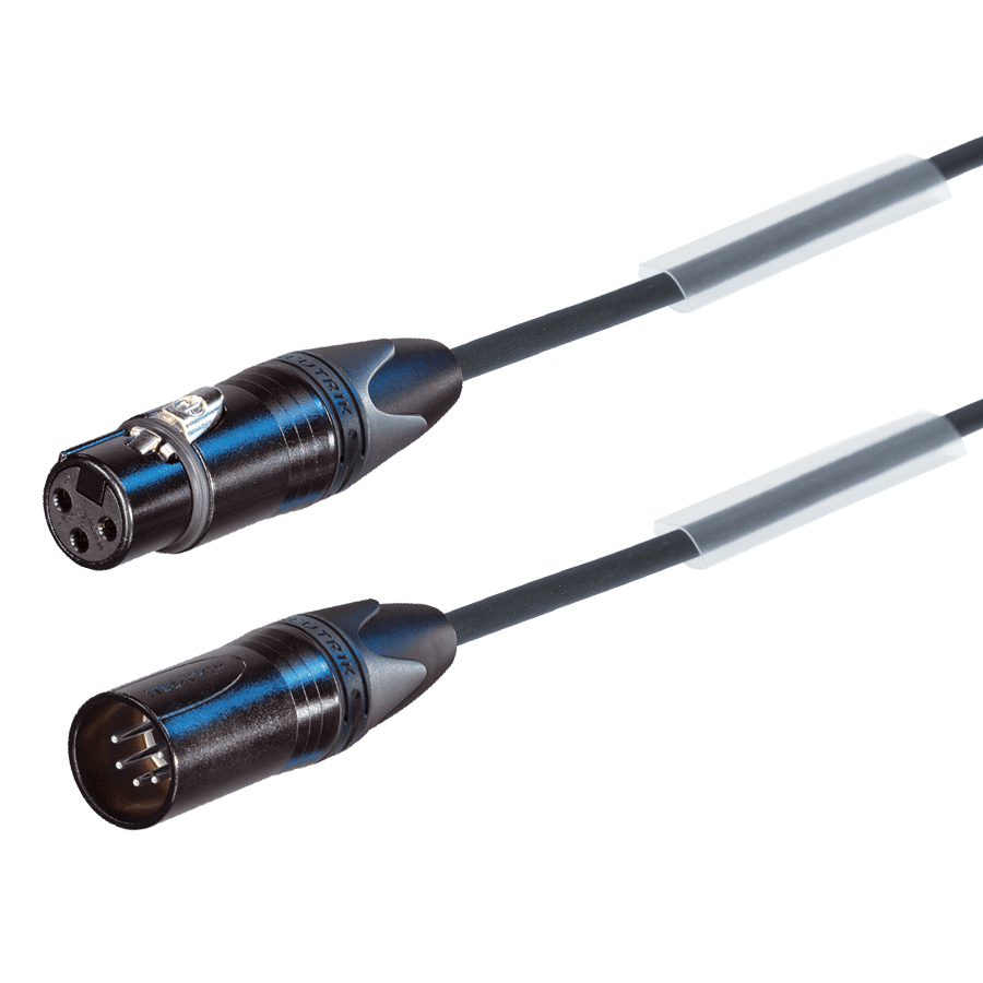 DMX kabel Proplex XLR 5p M>XLR 3p F zwart  0,2m Neutrik
