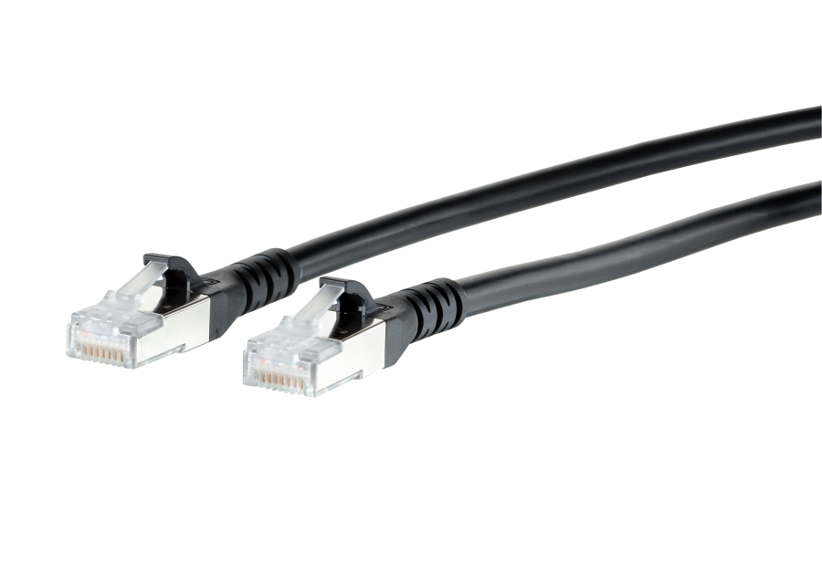 patchkabel CAT6A S/FTP 4P26 LSHF zwart RJ45 snagless  4,0m Metz 10G